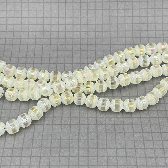 Clear Electroplated Glass Rounds Strand Jewelry Making Supplies Craft - Picture 1 of 2